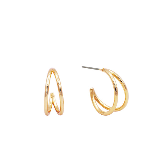 Illusion Double Hoop - Gold Earrings