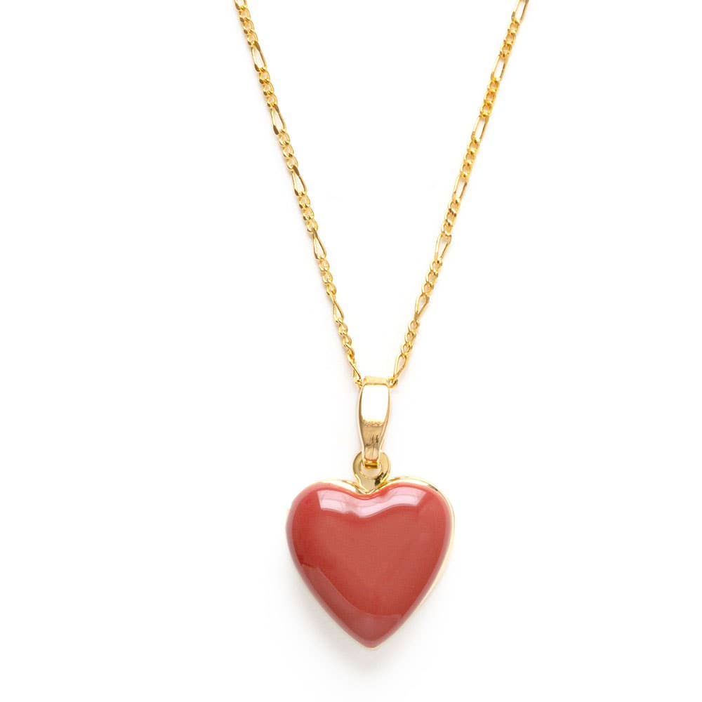 Large Enamel Heart Locket Necklace