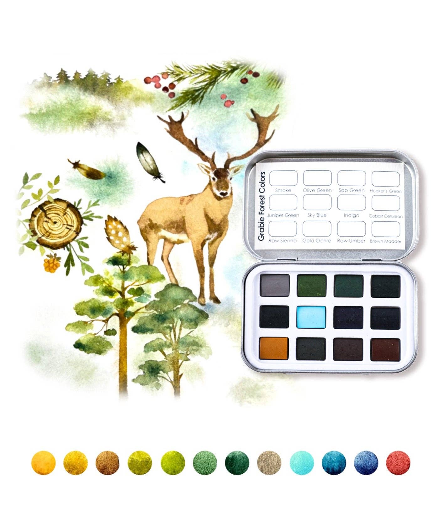 Watercolor Pocket Set of 12 - Forest Colors - Grabie