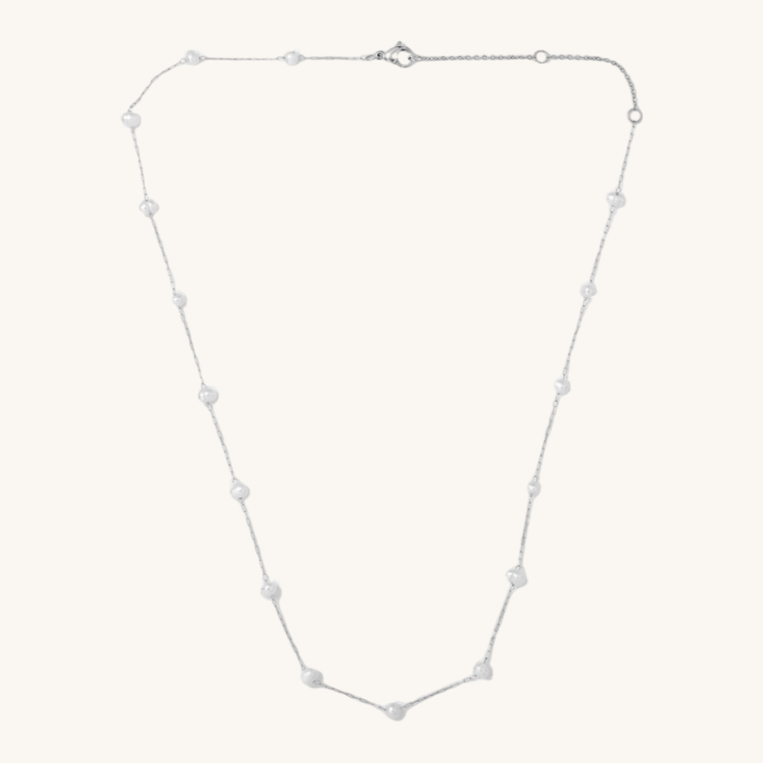 Waterproof Camille Pearl Silver Necklace