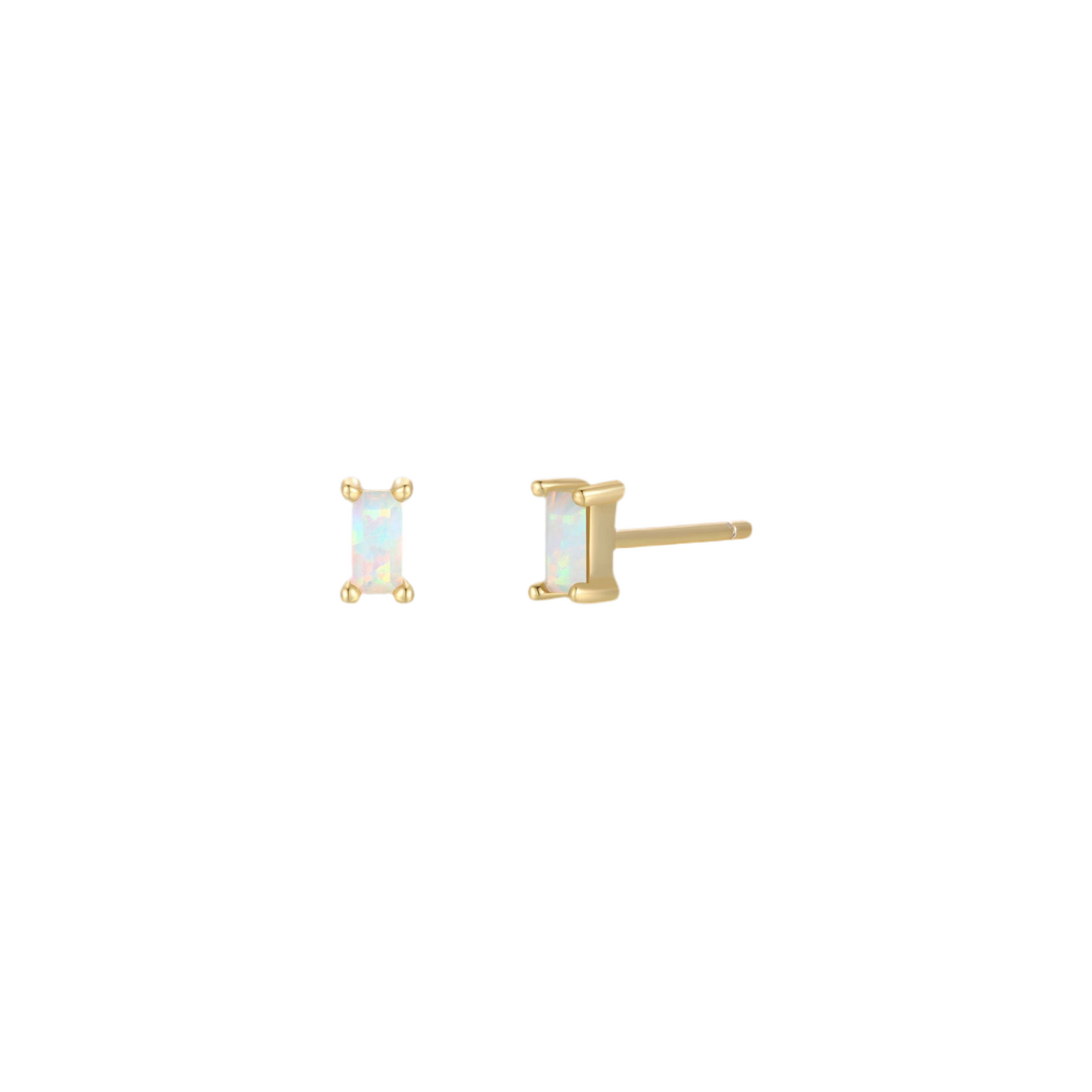 White Opal Baguette Earrings
