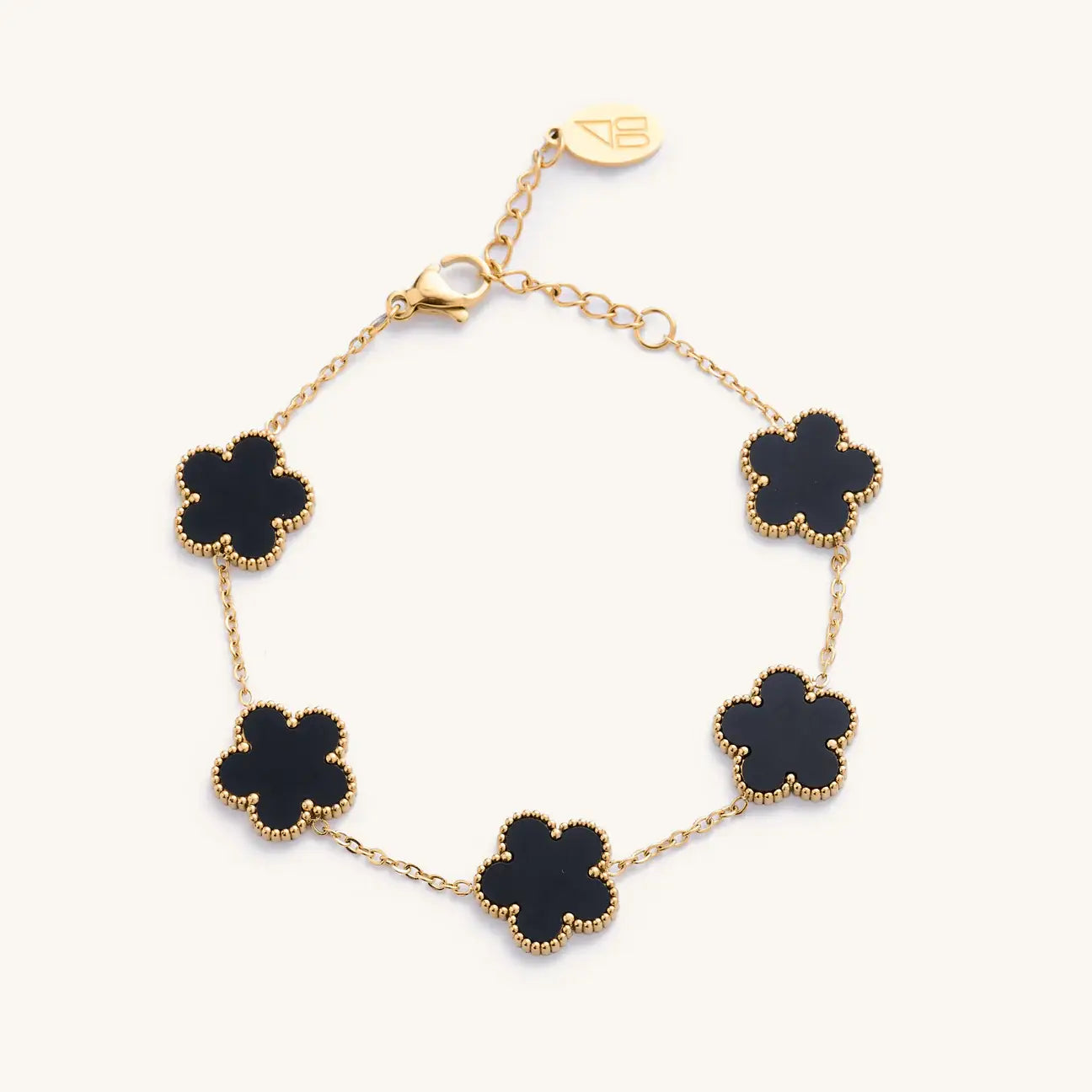 Black Flora Gold Bracelet - Waterproof