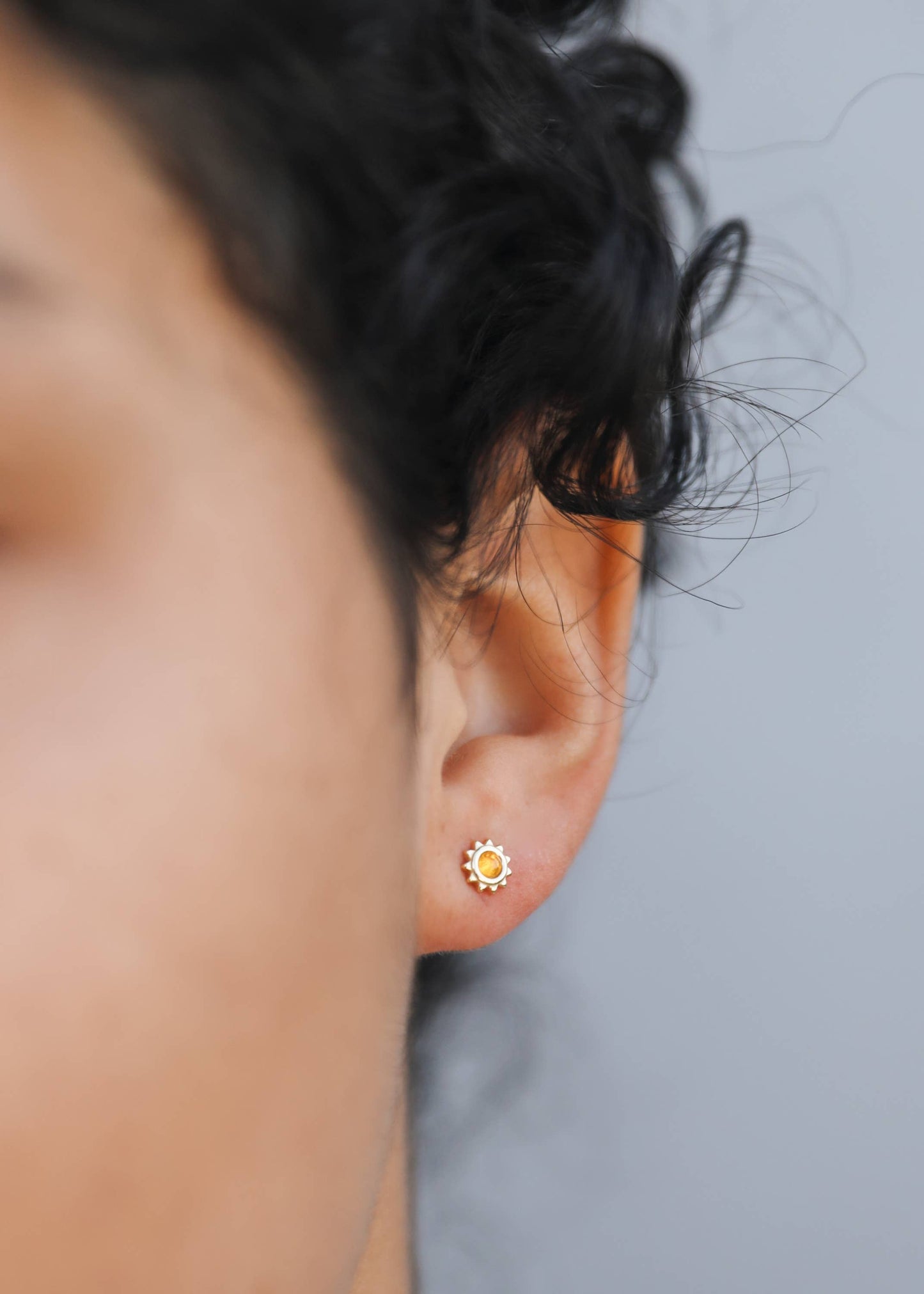 Amber Sun Stud Earrings
