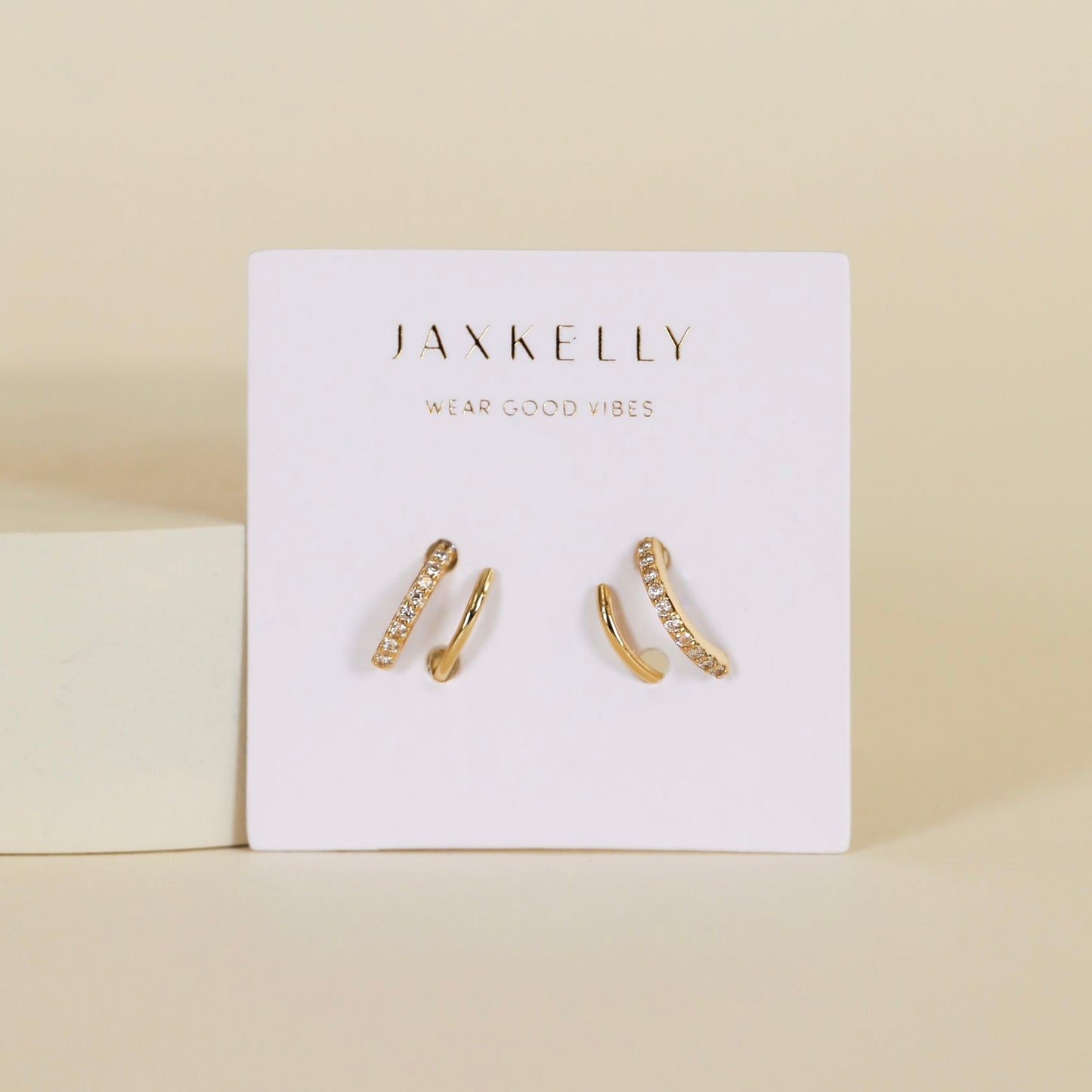 Pavé Spiral Gold Earrings - JaxKelly