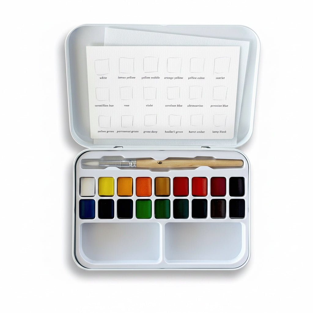 Watercolor Paint Set 18 Colors With Brush - emily lex studio
