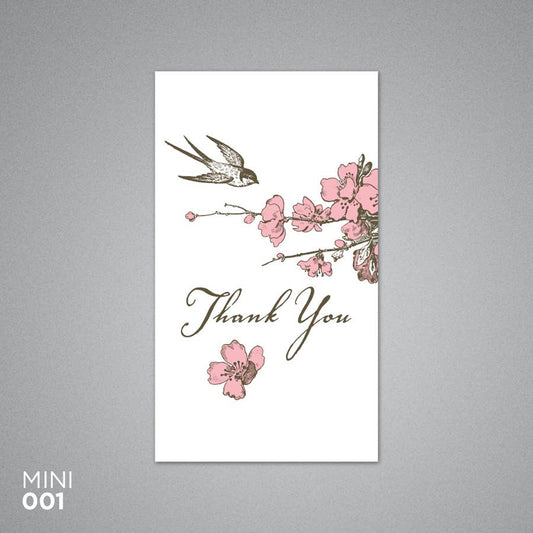 Thank You Card Pink Flowers- Mini