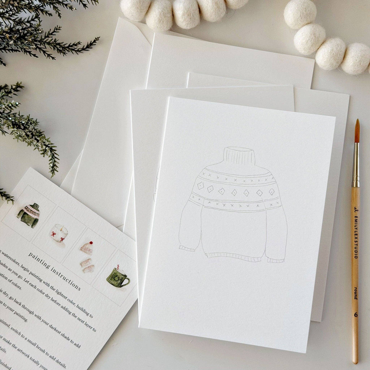 Warm +Cozy Paintable Notecard Set - emily lex studio