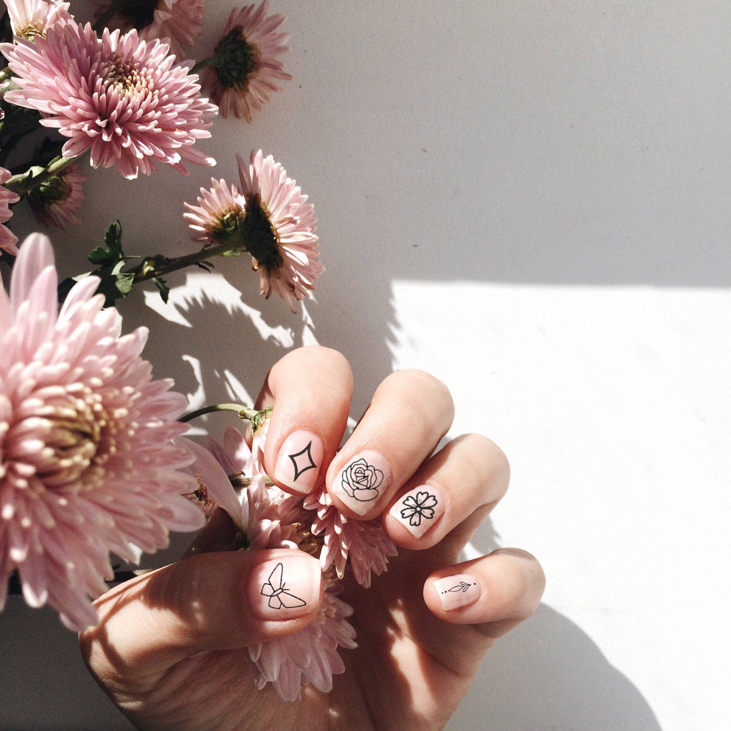 B&W Nail Art Temporary Tattoo Pack - INKED by Dani