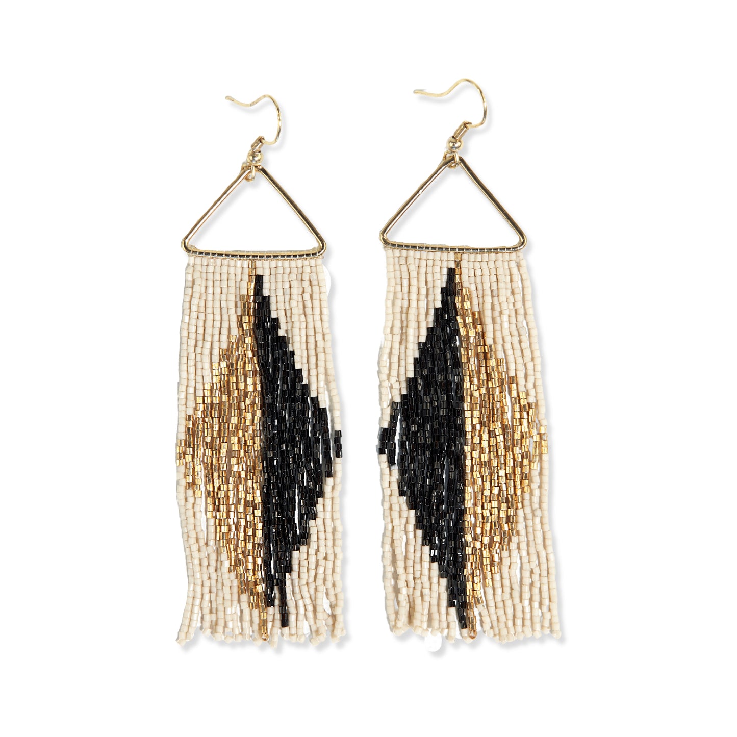 Erica Split Diamond Beaded Fringe Earrings