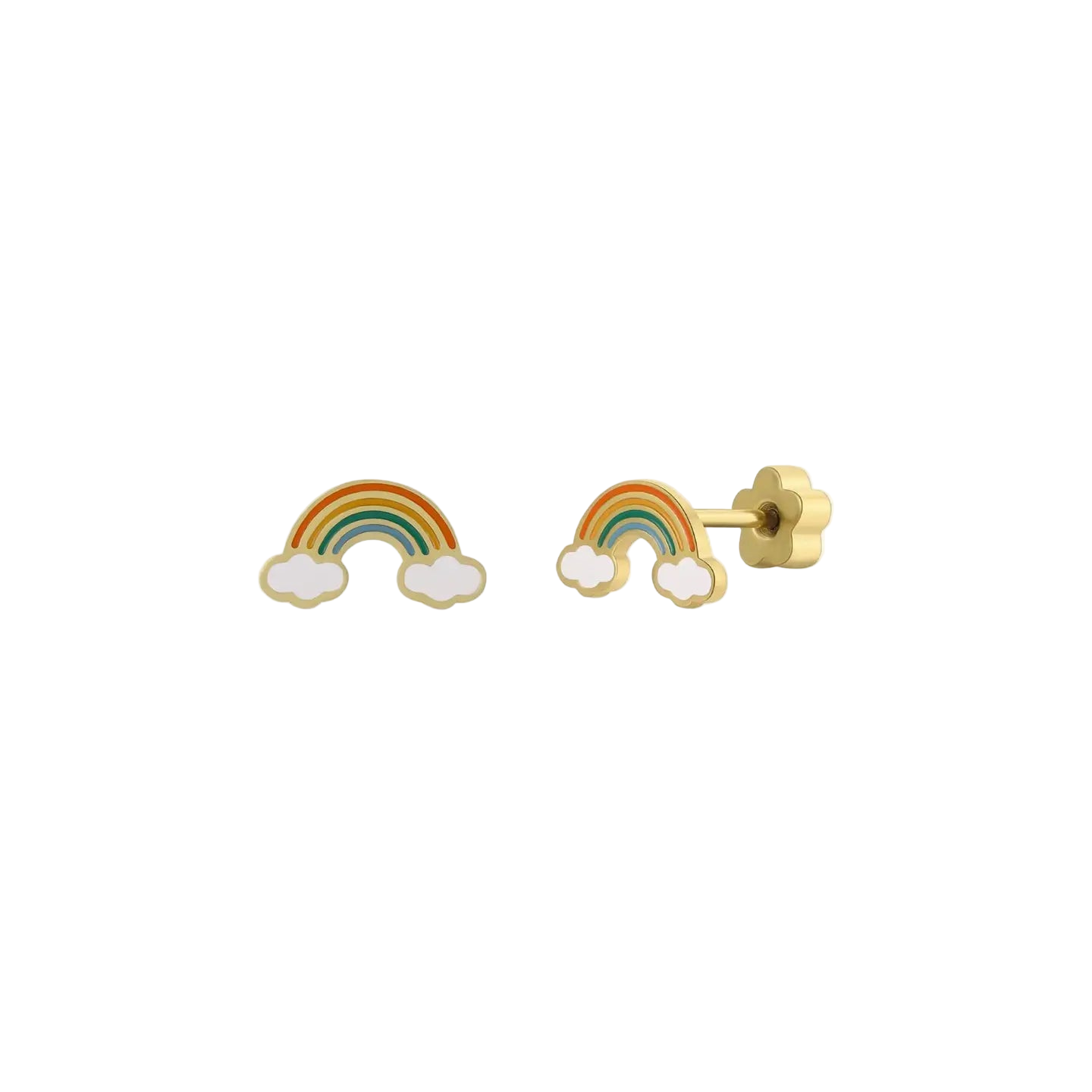 Enamel Flat Back Kids Earrings - Rainbow - JaxKelly