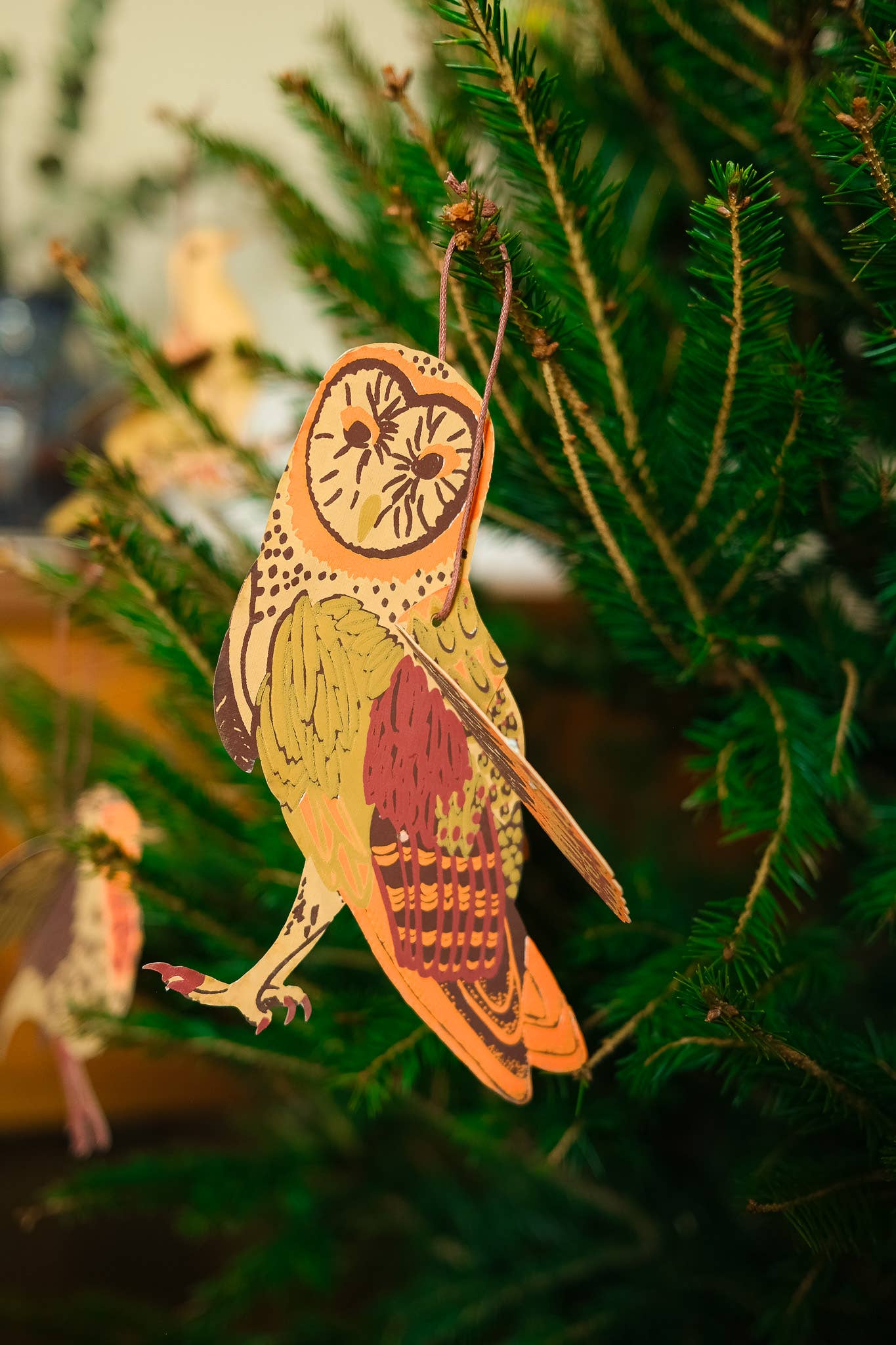 Winter Birds Paper Ornaments - Screen Printed by Hand