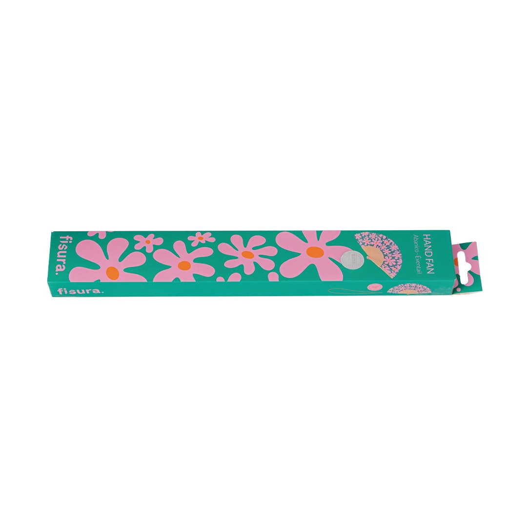 Pink & Green Floral Hand Fan