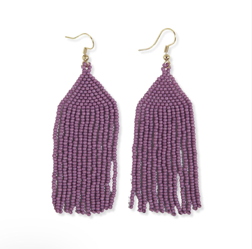 Michele Solid Beaded Fringe Earrings