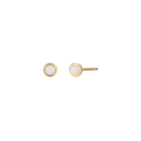 Simple Stud Earrings - White Opal - JaxKelly