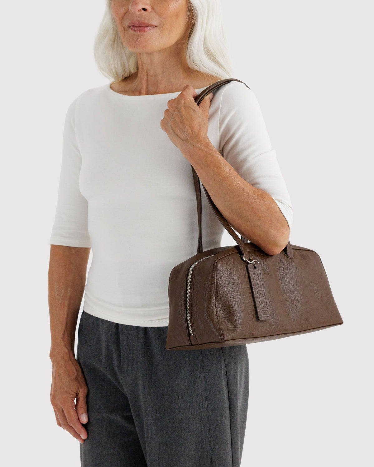 Recycled Leather Bowler Bag - Baggu