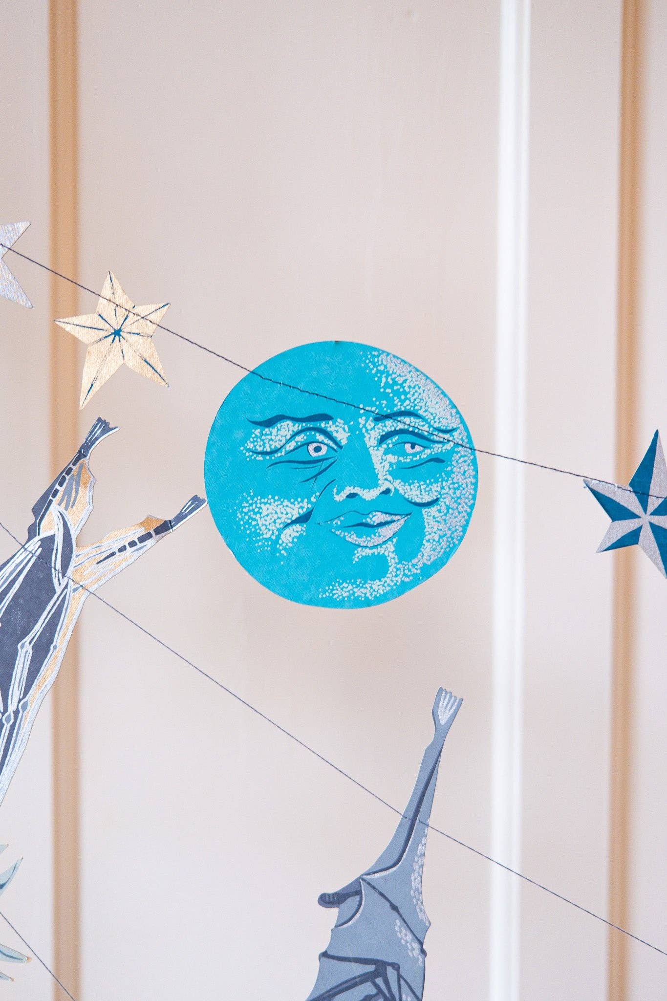 Man on the Moon Sewn Garland - Screen Printed by
