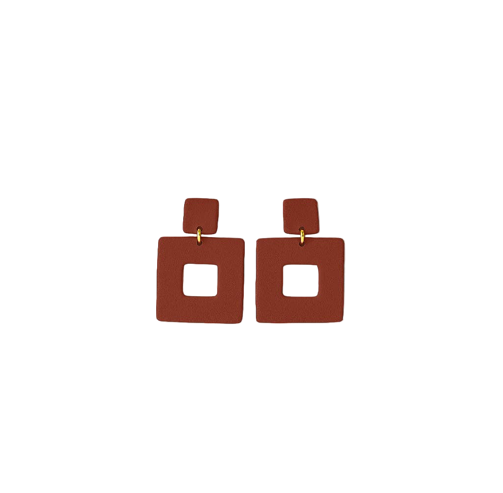 Square Clay Earring-  Terracotta - JaxKelly