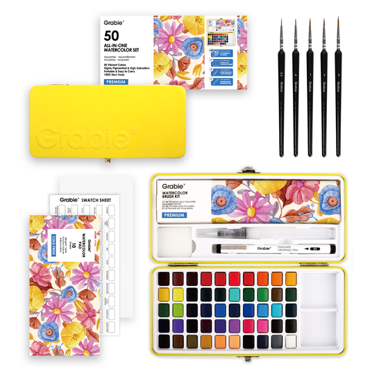 All-In-One Premium Watercolor Set of 50 - Grabie