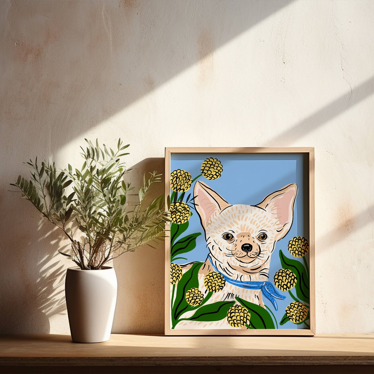 Chihuahua with Flowers 8x10 Giclée Art Print - Tara Reed