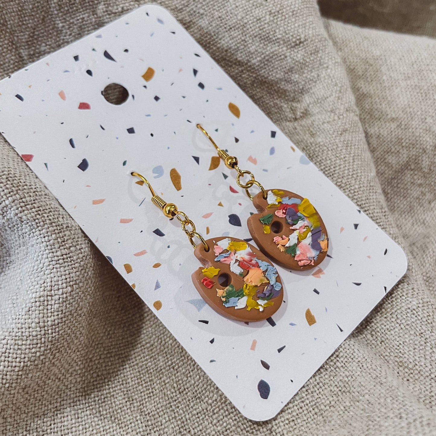 Artist Messy Paint Palette Polymer Clay Earrings