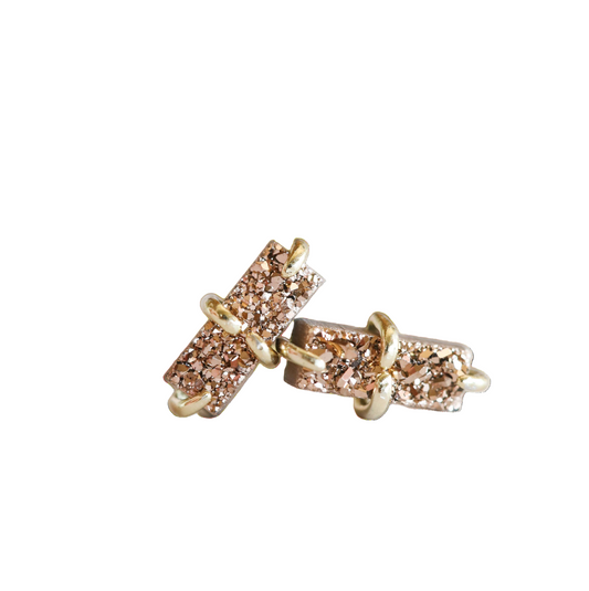 Druzy Bar Earrings - Rose Gold - JaxKelly