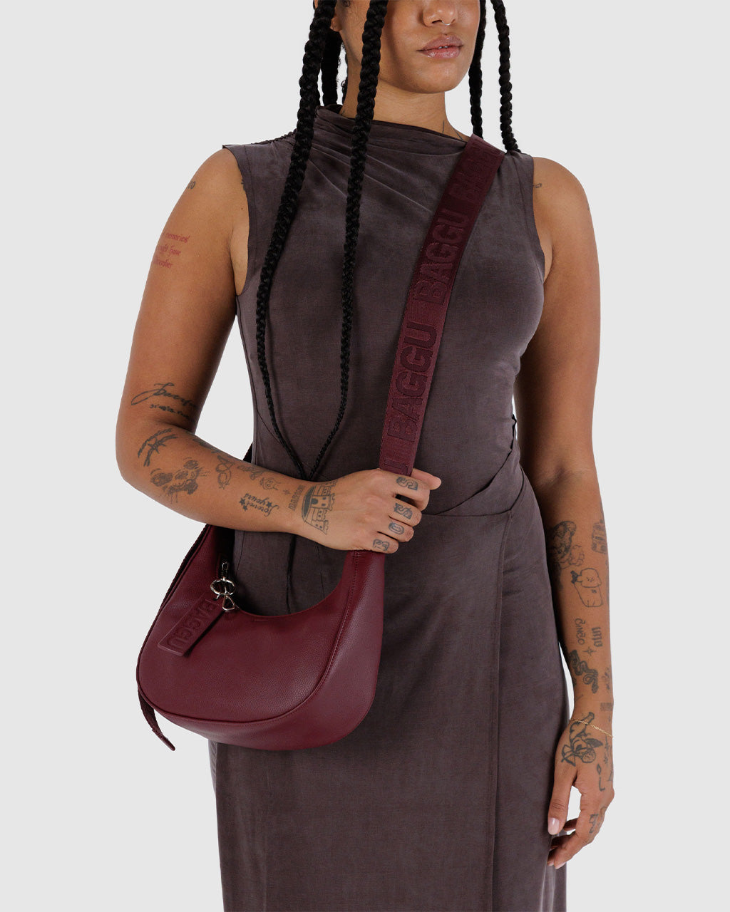 Small Recycled Leather Crescent Bag - Baggu