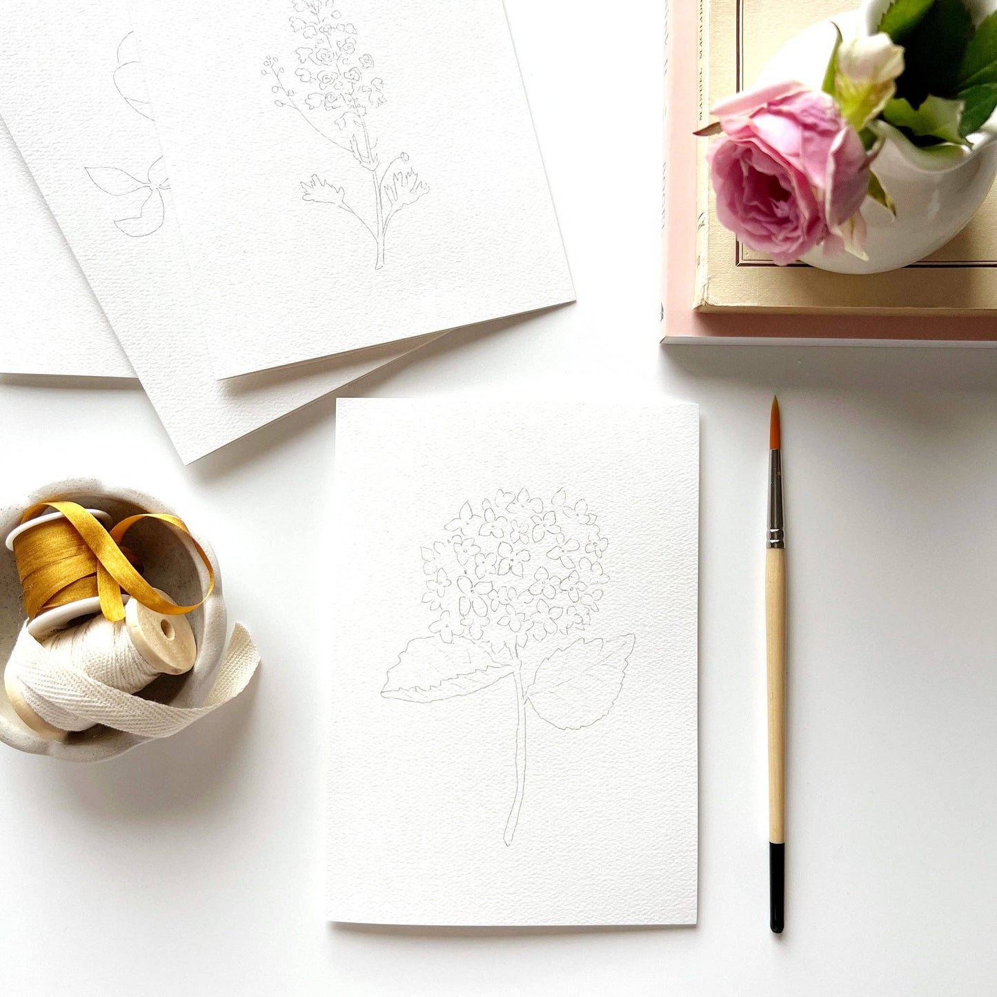 Garden Flowers Paintable Notecards - emily lex studio