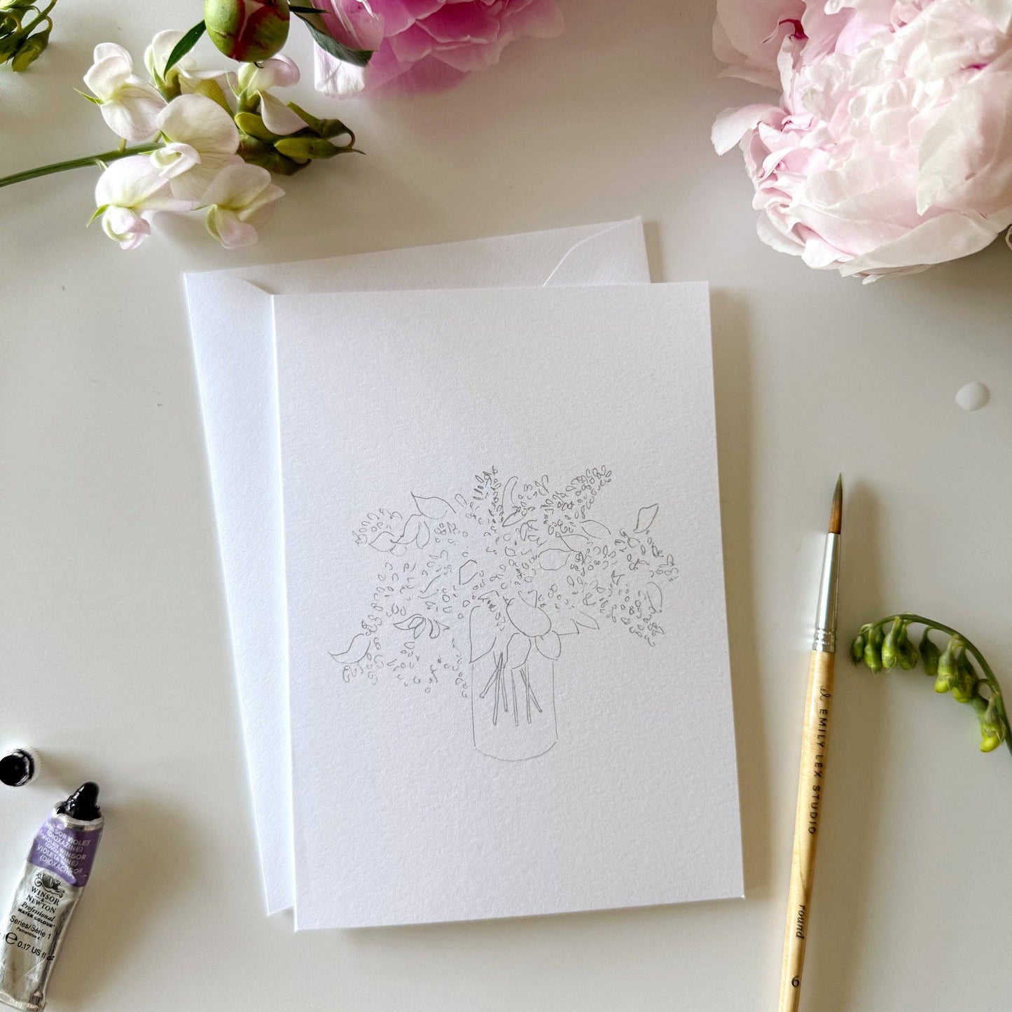 Bouquets Paintable Notecards - emily lex studio