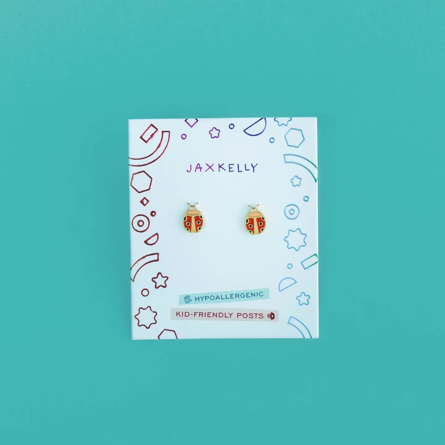 Ladybug Enamel Flat Back Kids Earrings