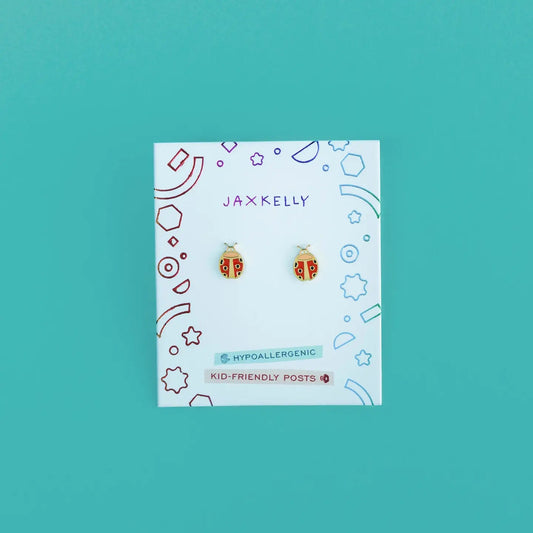 Ladybug Enamel Flat Back Kids Earrings