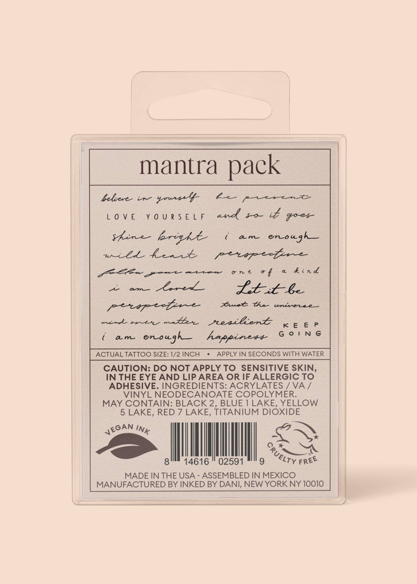 Mantra Temporary Tattoo Pack - INKED by Dani