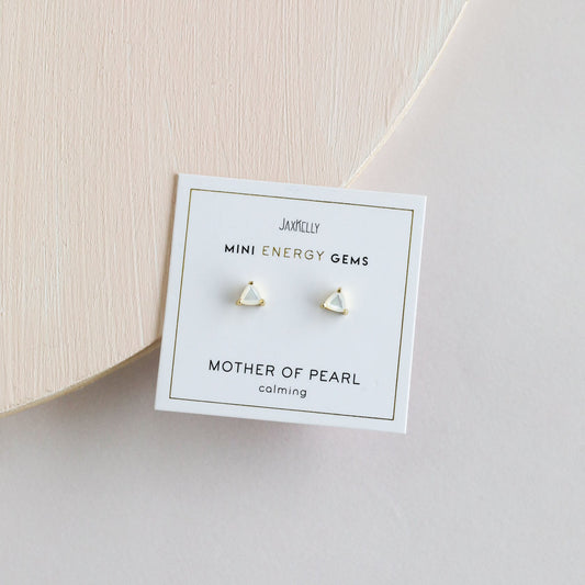 Mini Energy Gem Mother of Pearl Earrings