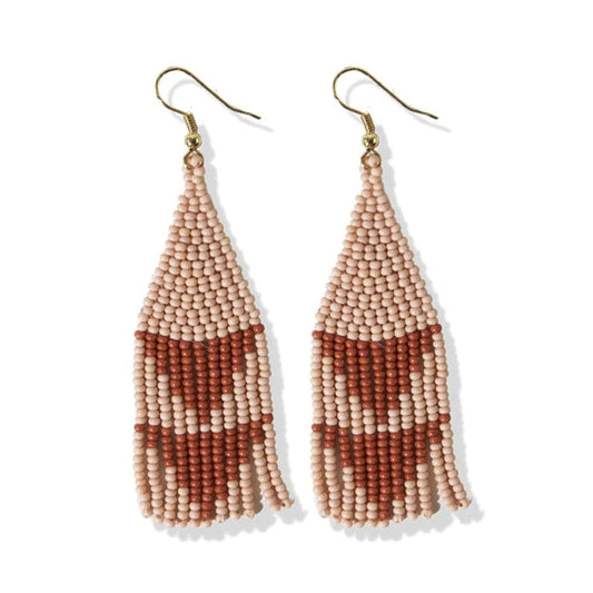 Lennon Two Color Triangles Beaded Fringe Earrings