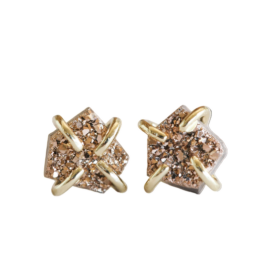 Druzy Prong Earrings - Rose Gold - JaxKelly