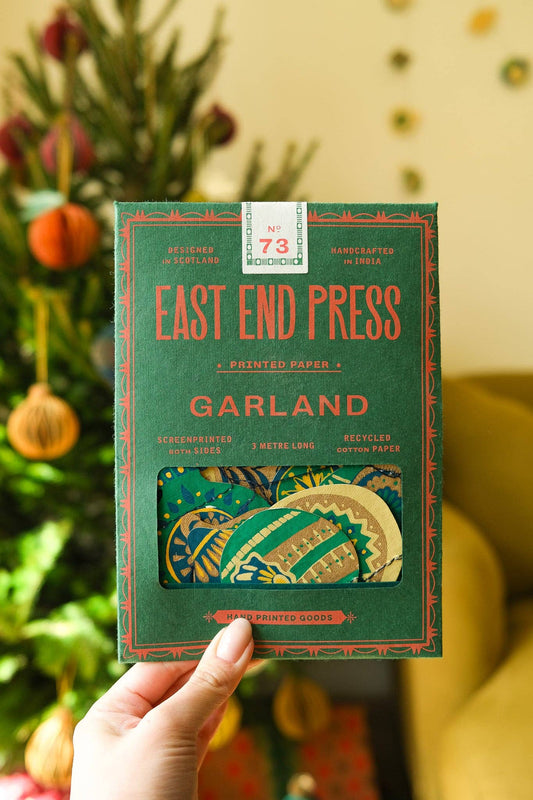 Christmas Ornaments Sewn Garland - Screen Printed by Hand