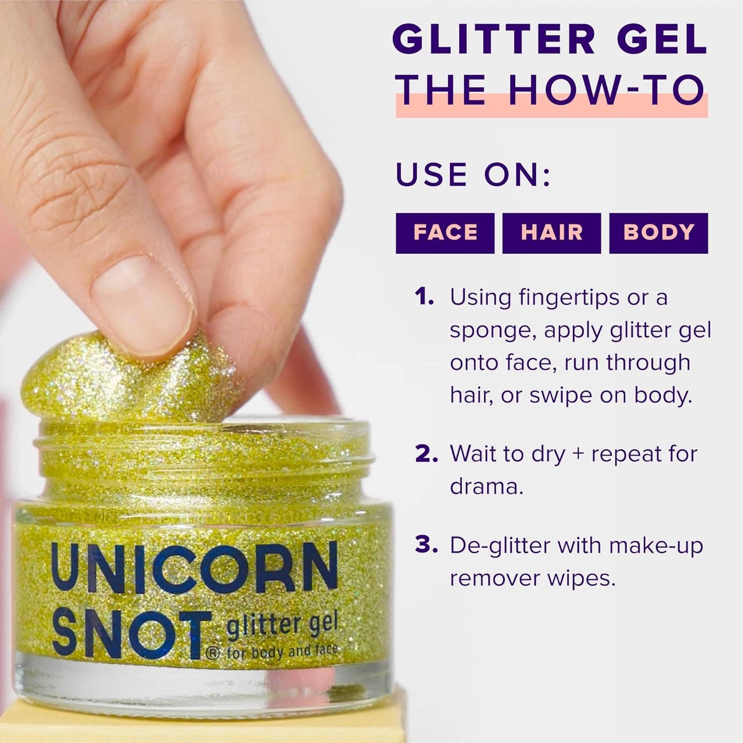Original Glitter Gel | Bling-Gold | Body Glitter | Shimmer - Unicorn Snot