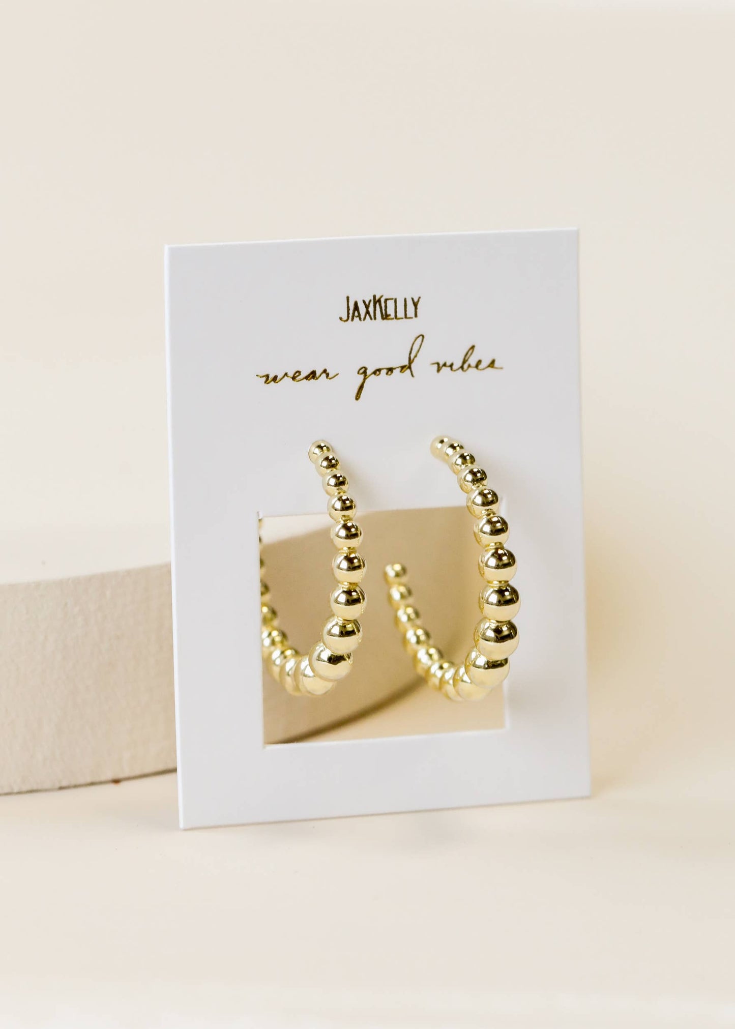 Large Ball Hoop Gold Earrings - JaxKelly