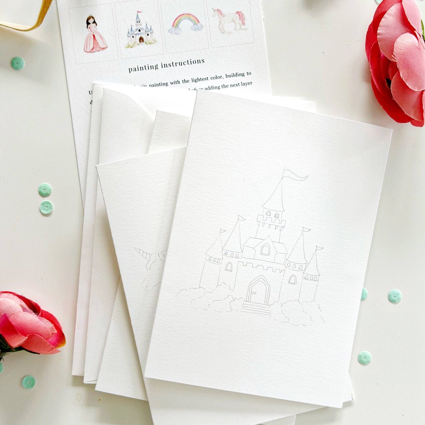 Fairytale Paintable Watercolor Notecard Set - emily lex studio