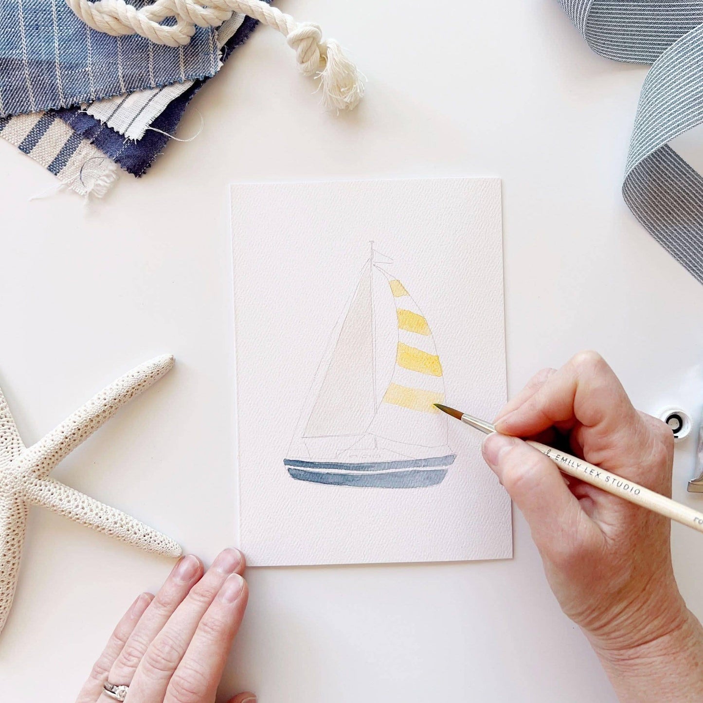 Seaside Paintable Watercolor Notecard set - emily lex studio