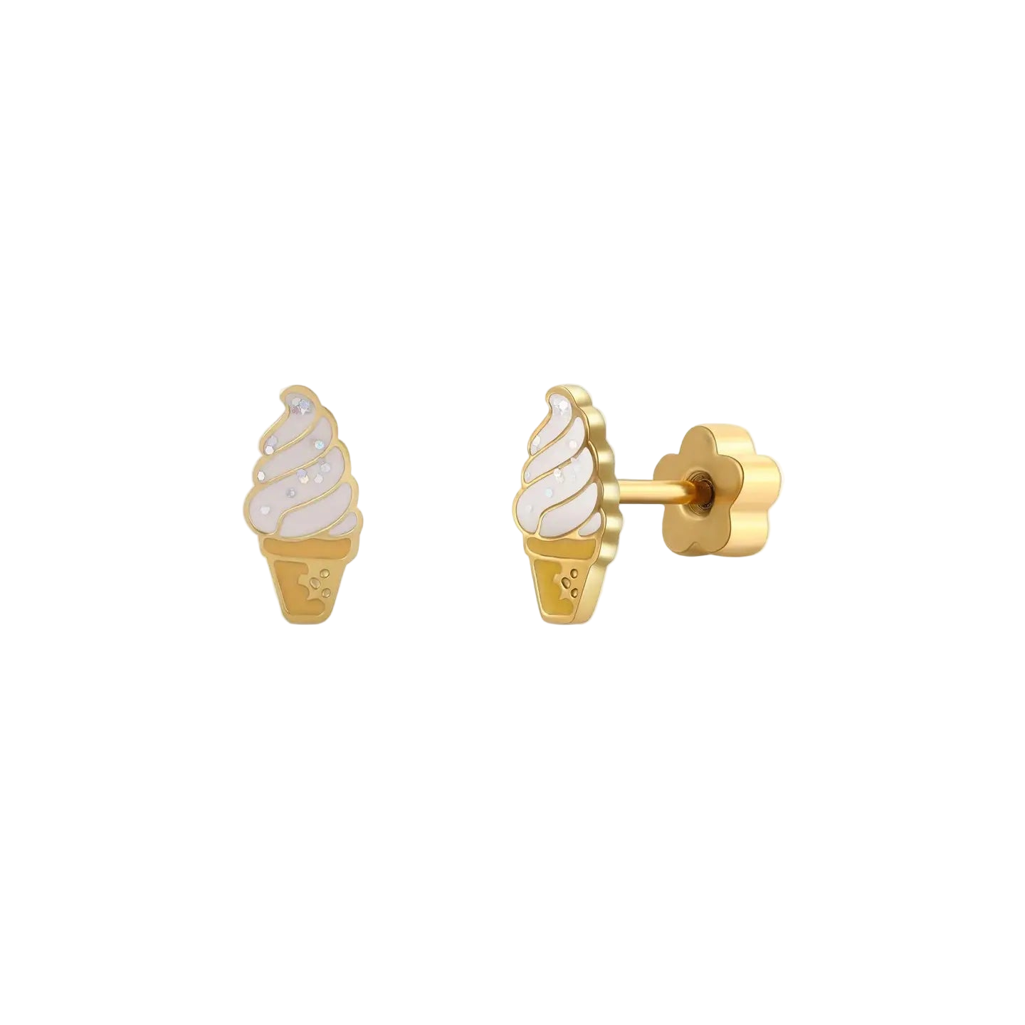 Enamel Flat Back Kids Earrings - Ice Cream - JaxKelly
