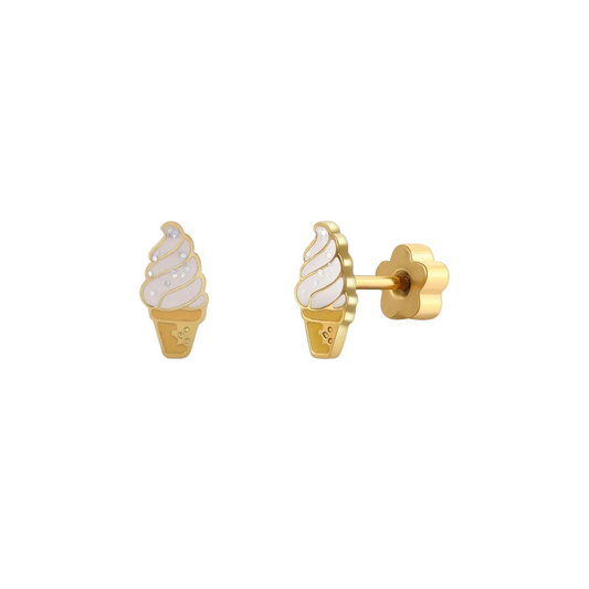 Enamel Flat Back Kids Earrings - Ice Cream - JaxKelly