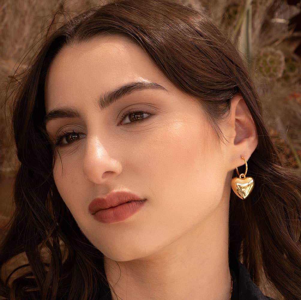 Puffed Heart Hoops - Amano Studio
