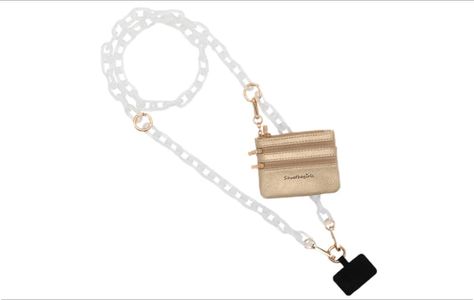 Clip & Go Ice Chain W/ Pouch - White Chain/Gold Pouch