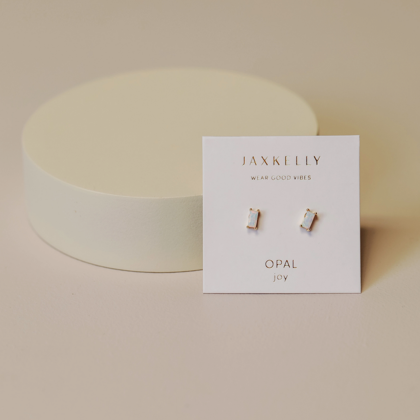 White Opal Baguette Earrings