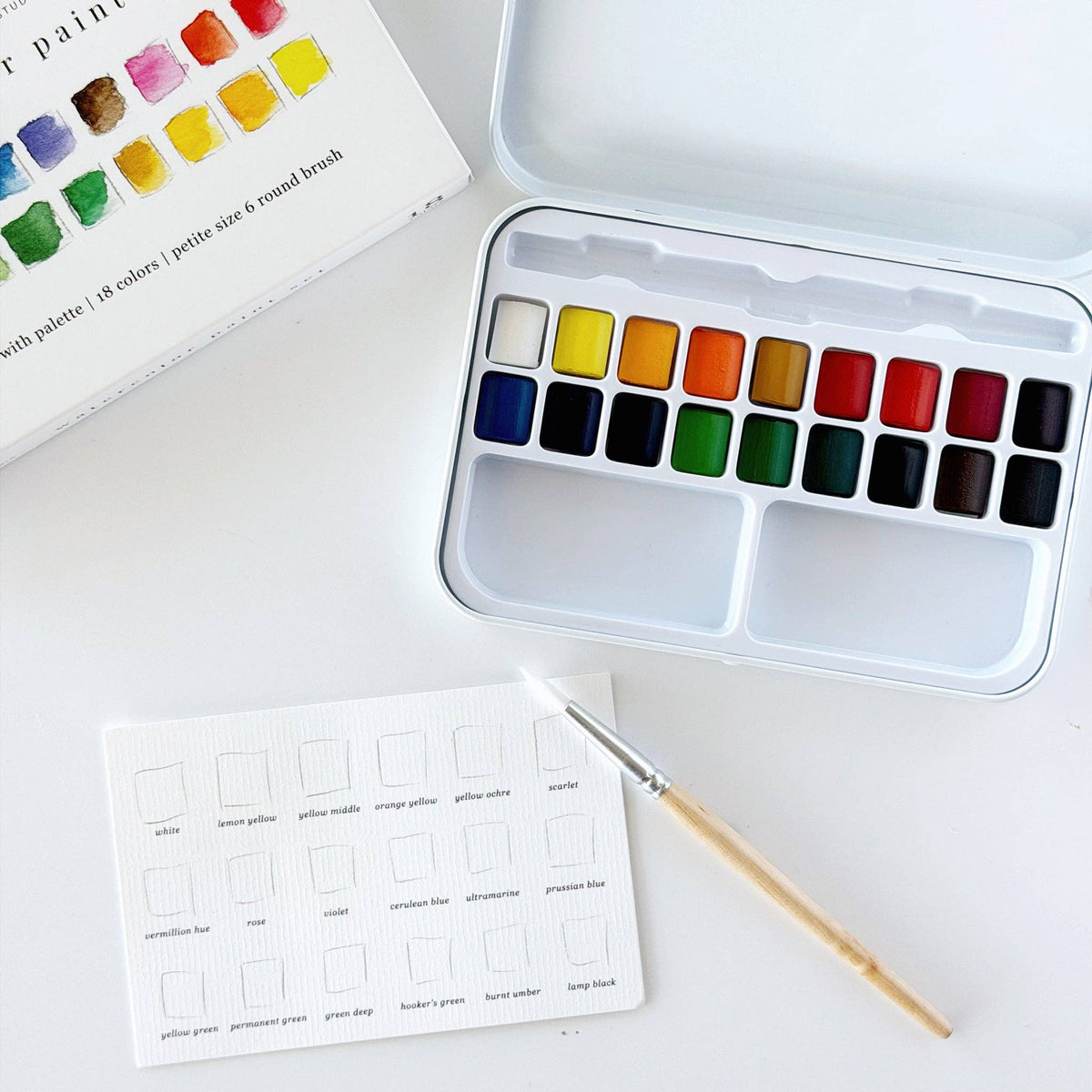 Watercolor Paint Set 18 Colors With Brush - emily lex studio