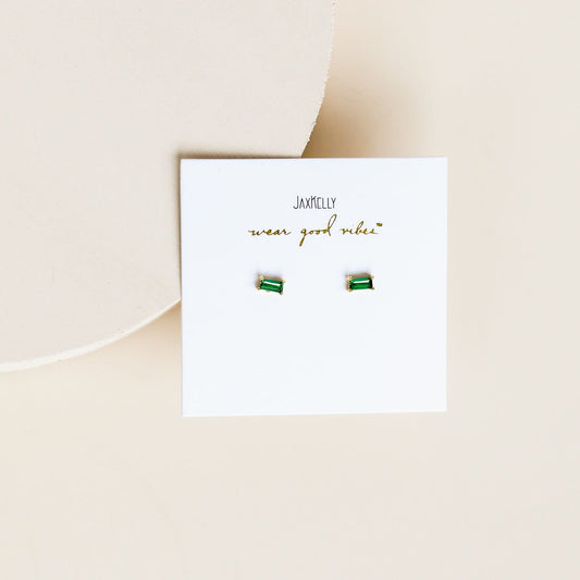 Emerald Baguette Earrings