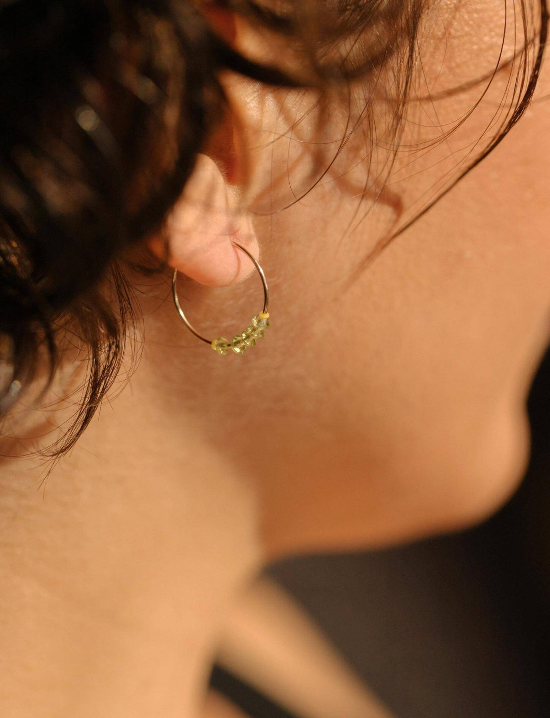 Peridot gold Hoop Earrings: Radiant