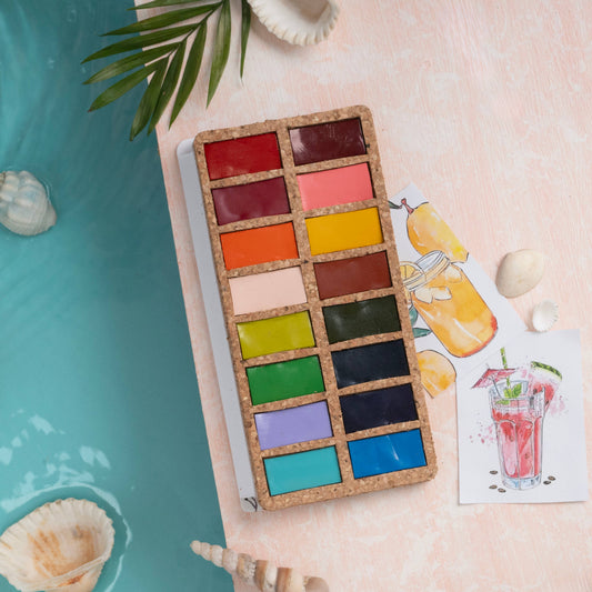Spring Pans Set - 16 Watercolors | Ecofriendly | Handcrafted