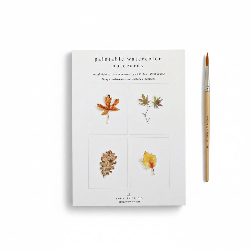 Fall Leaves Paintable Notecards - emily lex studio
