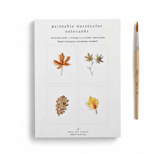 Fall Leaves Paintable Notecards - emily lex studio